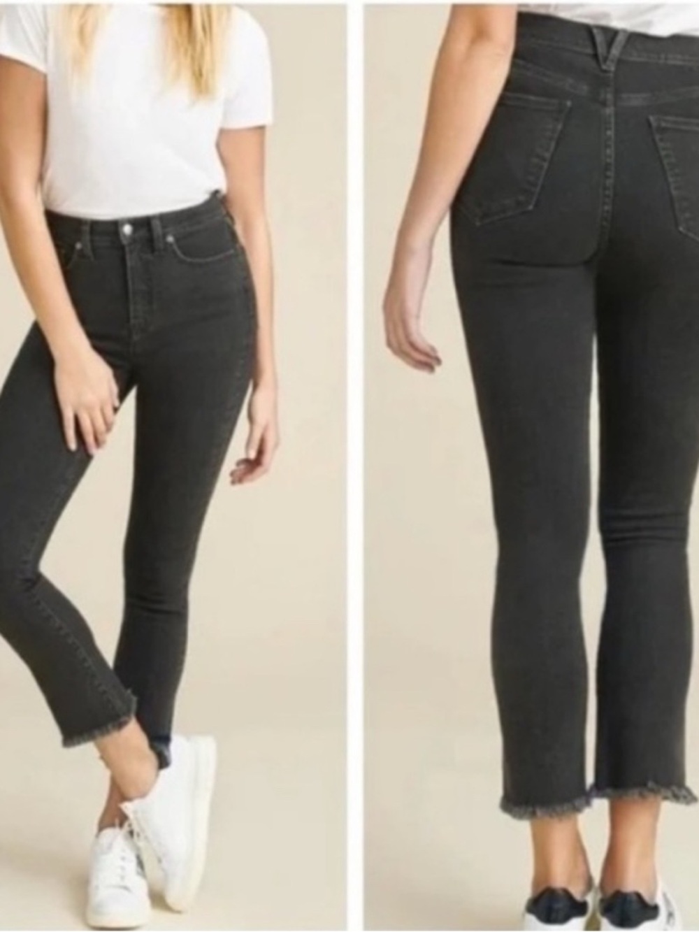 Veronica Beard Carly Kick Flare Jeans in Salt & Pepper Black 6 28